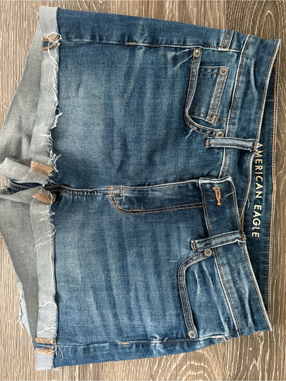 American Eagle Outfitters Blue Frayed Hem Denim Cutoff Shorts